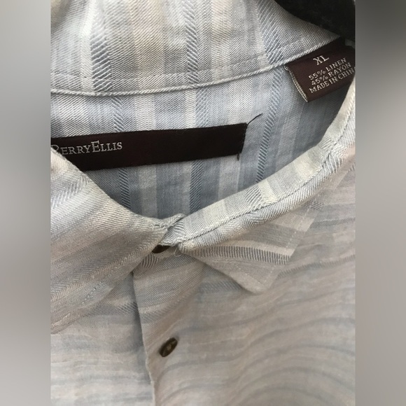 Perry Ellis Mens Linen Plaid Lightweight Short Sleeve Button Up Shirt Size XL - Picture 11 of 12